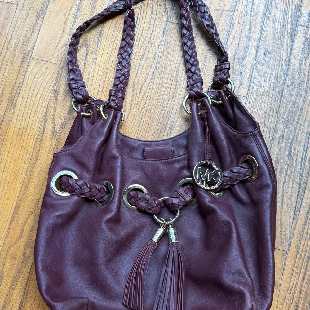 Michael Kors Plum Shoulder Bag with Braided Straps
